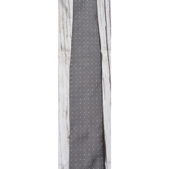 Polo Ralph Lauren 100% Silk Necktie Silver With White Polka Dots Made In Italy - Picture 2 of 8